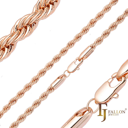 Cadenas clásicas de cuerda francesa chapadas en oro rosa, dos tonos, tres tonos.