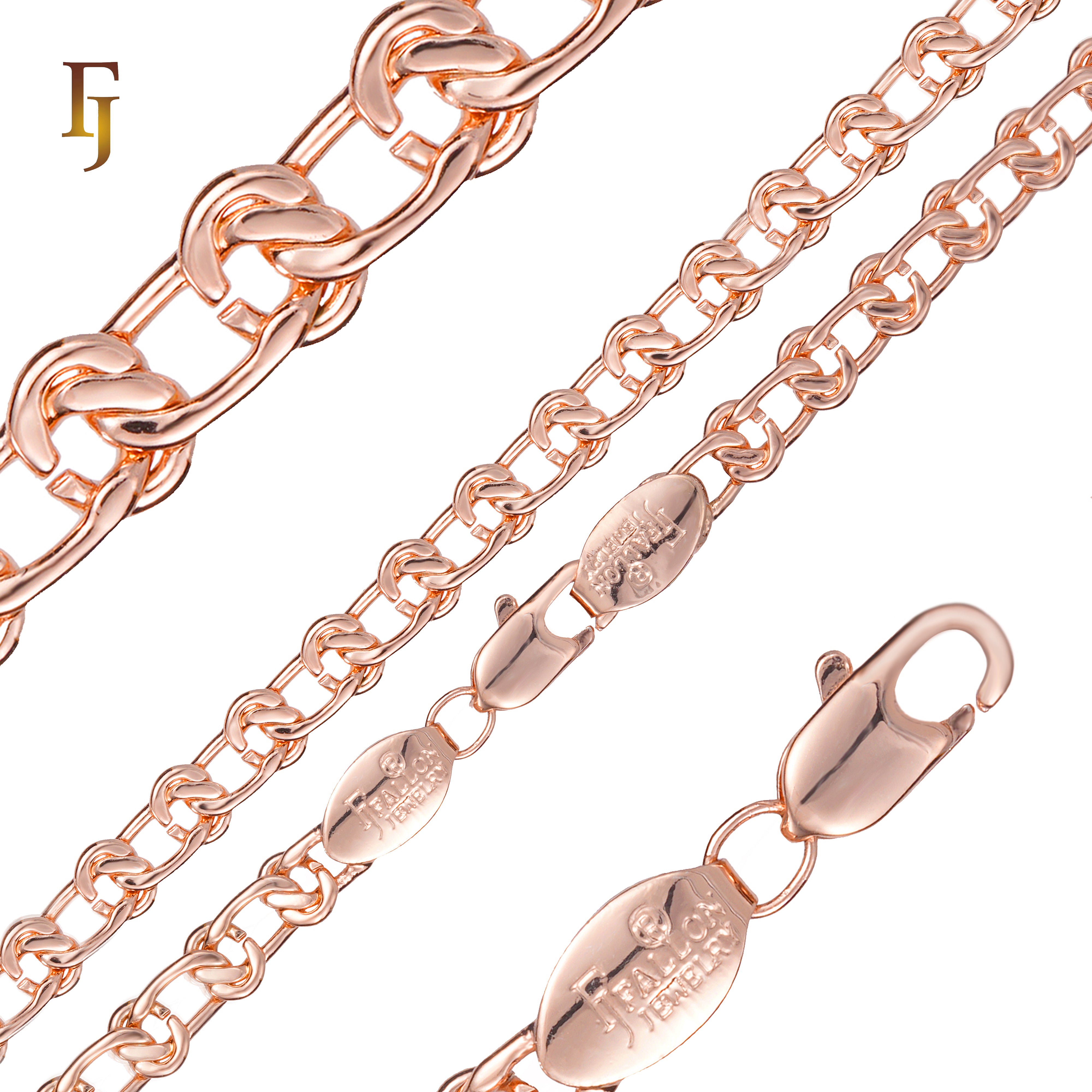 Cable Snail link chains 14K Gold, White Gold-Plated Chain Necklace 4mm-8mm – Classic Oval Link Chain for Men & Women | FJ Jewelry