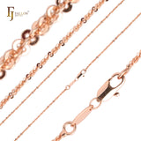 Elegantes cadenas de eslabones elegantes con disco Rolo Margarita ultradelgadas chapadas en oro de 14 quilates, oro rosa