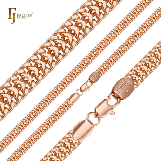 🔥 Two-way Cuban double link chains plated in Rose Gold, two tone Surface flattened SF