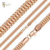 🔥 Two-way Cuban double link chains plated in Rose Gold, two tone Surface flattened SF