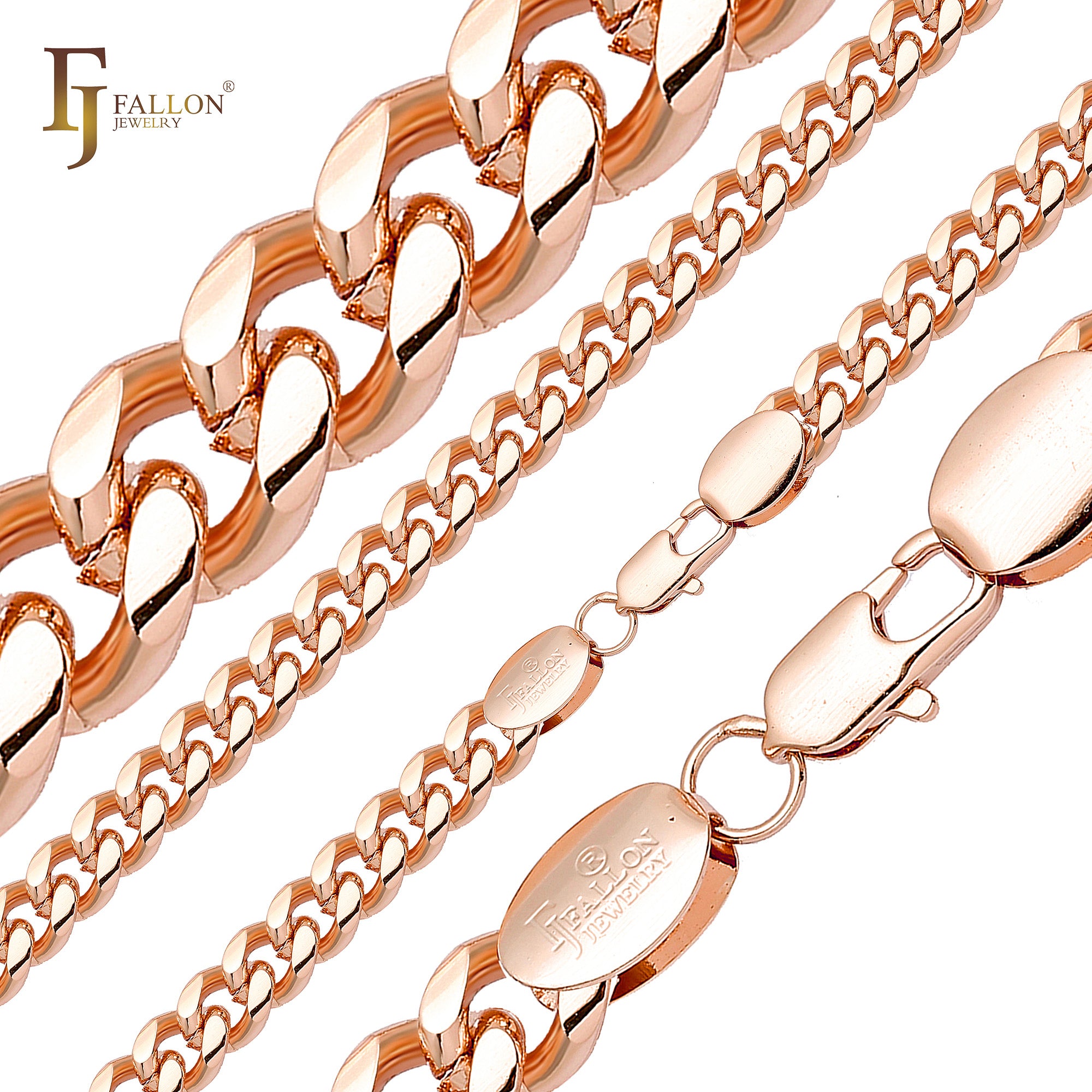 .Classic Miami Style Rose Gold, cadenas cubanas de dos tonos RF