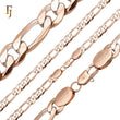 Classic Figaro ChainNecklace Rose Gold, two tone Plated Wholesale Copper Fashion Jewelry Supplier and Manufacturer FJ Jewelry