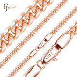 Cadenas de superficie aplanada con flancos redondeados y eslabones cubanos estilo clásico de Miami chapadas en oro de 14 quilates, oro rosa RFSF