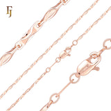 Barleycorn hammered textured Rose Gold Fancy Link Chain