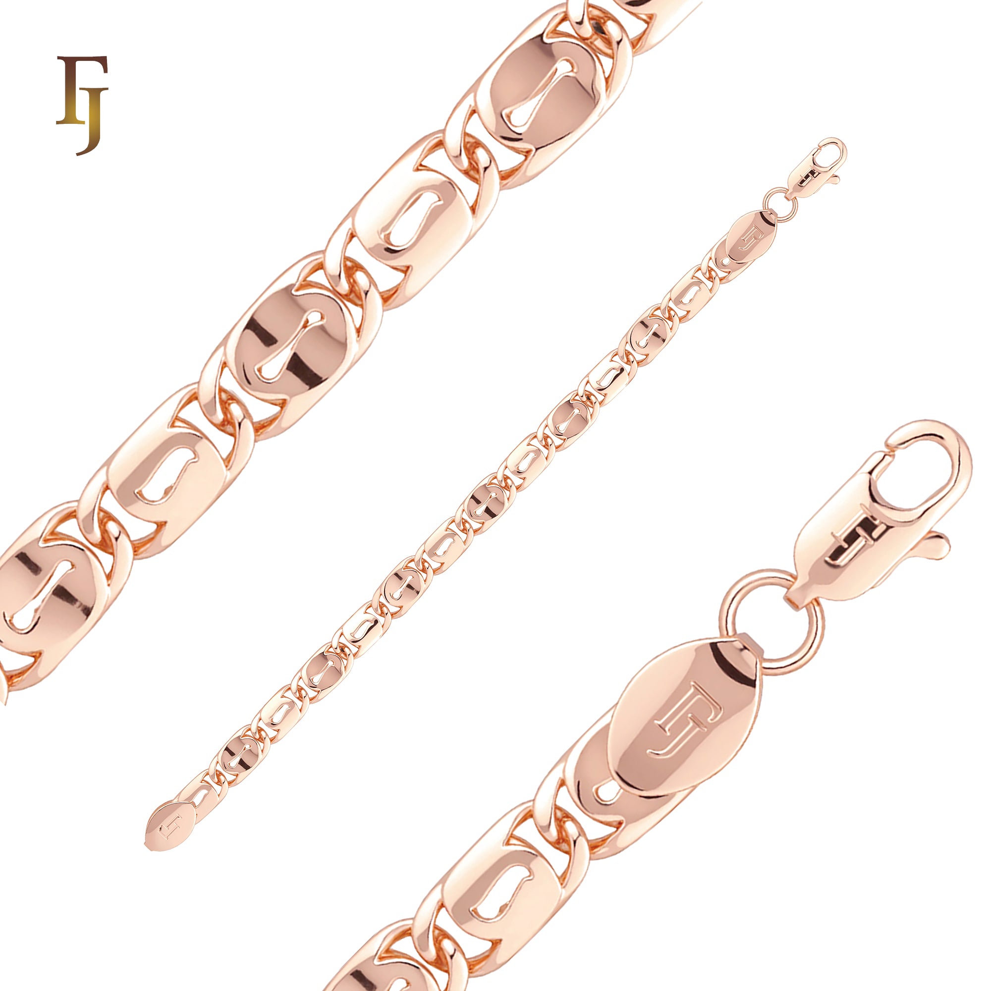 Keyhole lock shaped Rose Gold Snail Link Chain