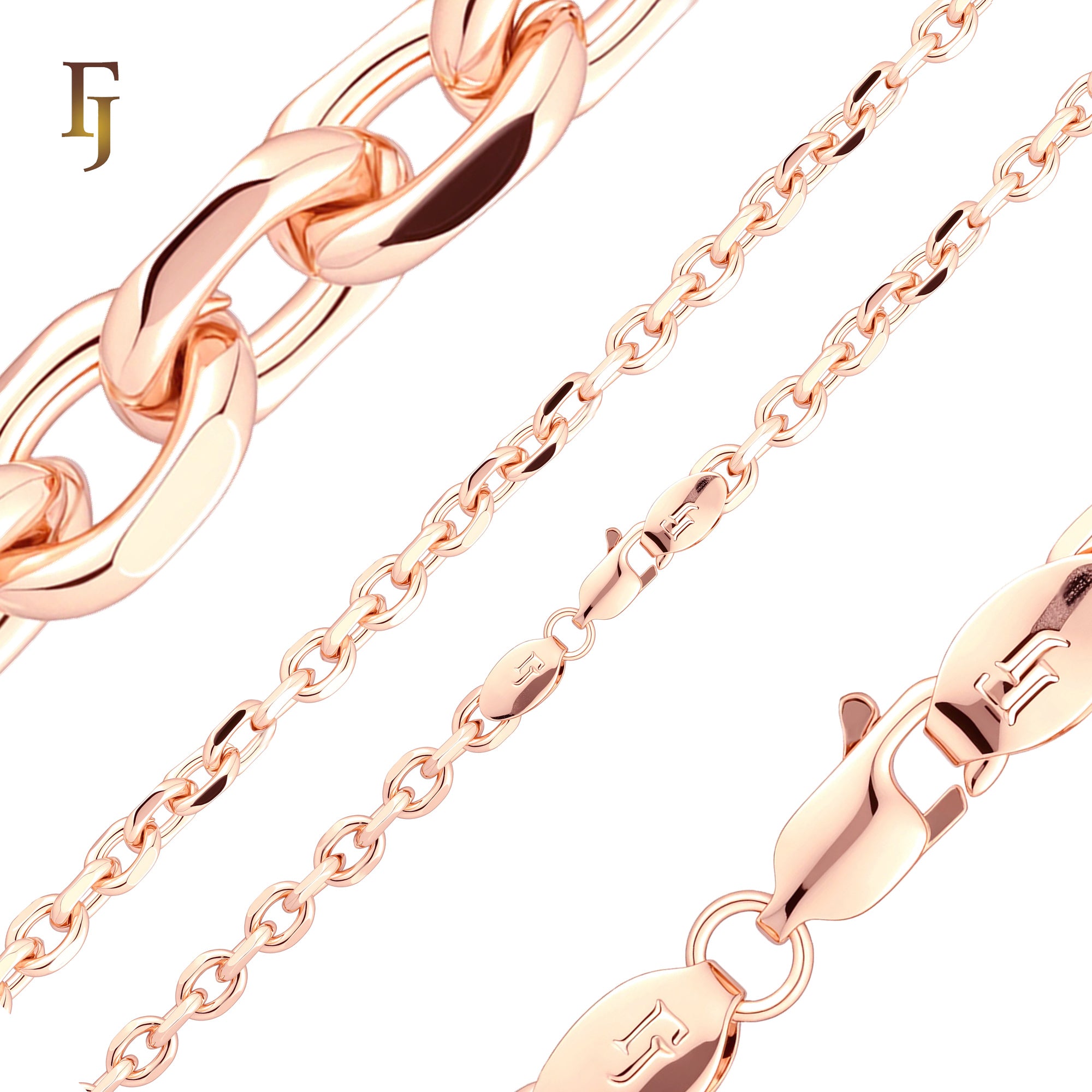 Oval rounded cable link 14K Gold Chain