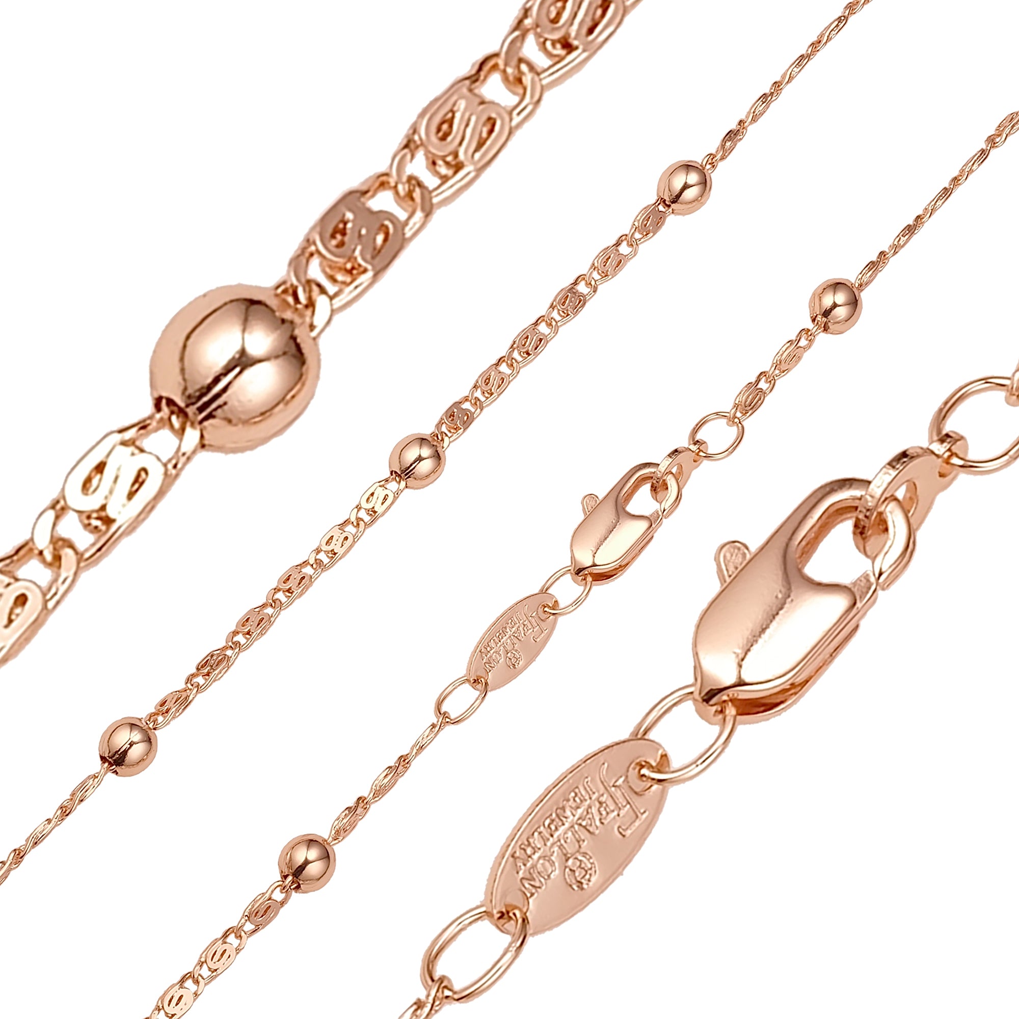 Cadenas de caracoles con cuentas de oro rosa