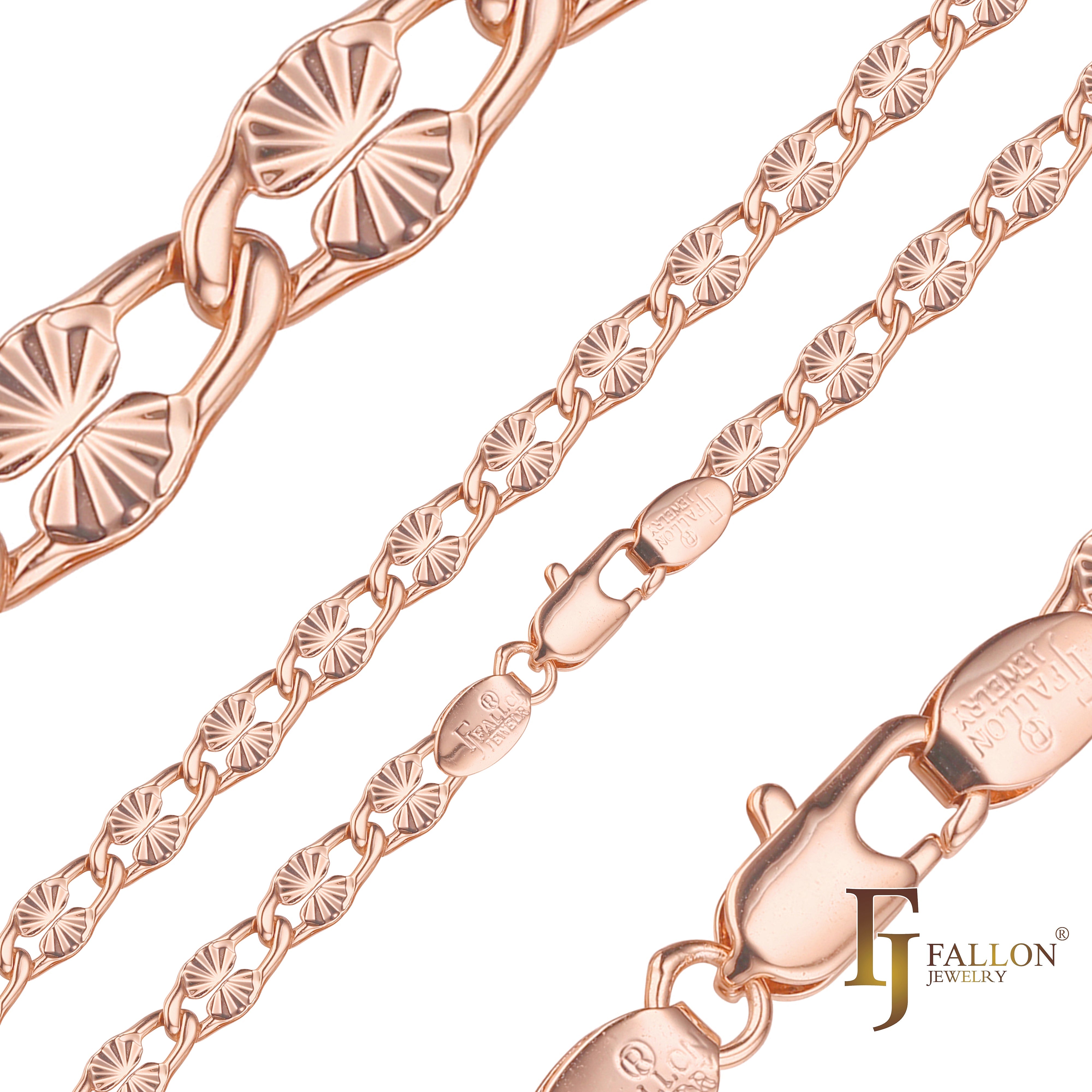 Hammered sunburst oval papaerclip 14K Gold, Rose Gold, White Gold fancy link chains