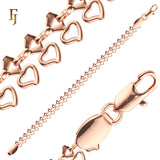 Heart Link Chain Necklace – Romantic Rose Gold Plated Brass Chain for Women with Lobster Clasp