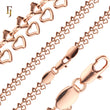 Heart Link Chain Necklace – Romantic Rose Gold Plated Brass Chain for Women with Lobster Clasp