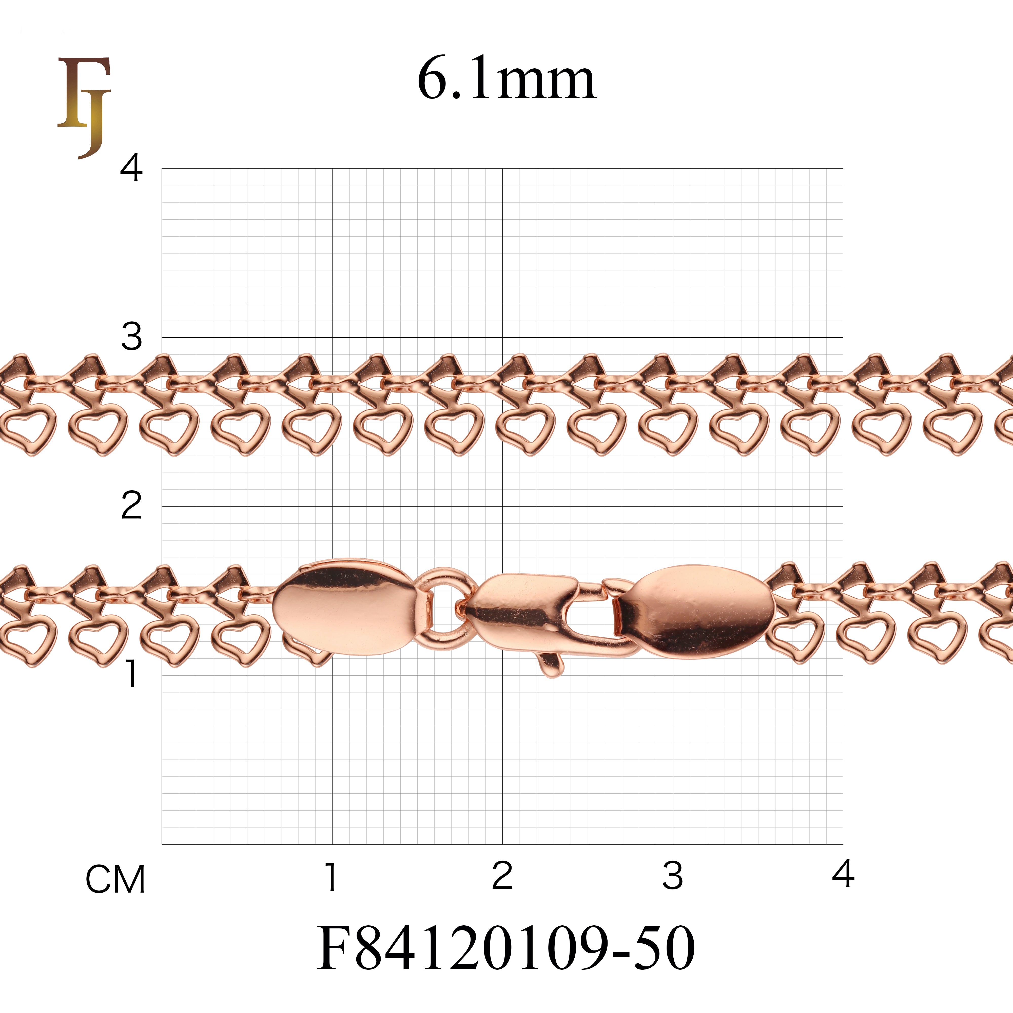 Heart Link Chain Necklace – Romantic Rose Gold Plated Brass Chain for Women with Lobster Clasp