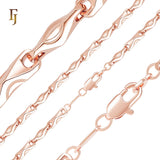 Rhombus textured Long Candy link 14K Gold, Rose Gold Fancy Link ChaiRhon