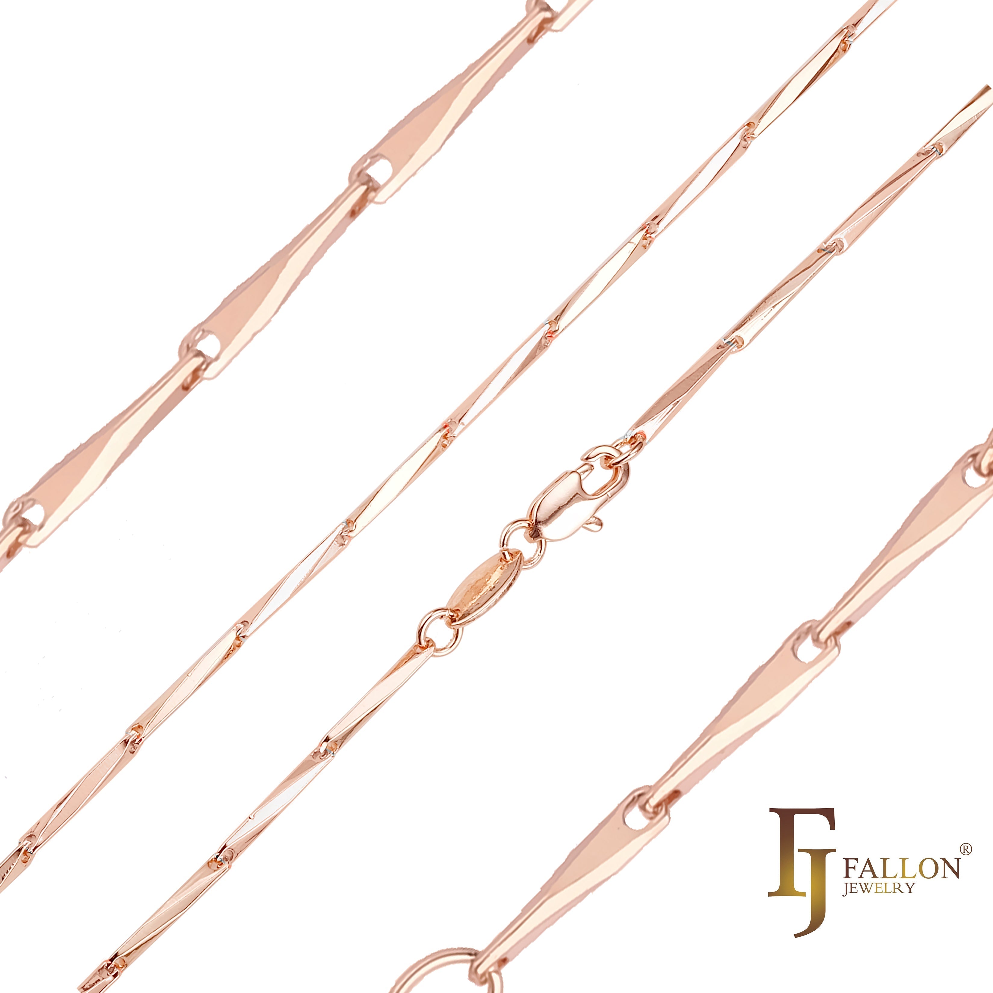 Elegante, zweifarbige, klassische Gerstenkorn-Gliederketten aus Roségold