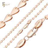 Cadenas de eslabones elegantes con forma de corazón de pala chapadas en oro de 14 quilates, oro rosa, dos tonos