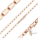 Elongated fancy lock link chains plated in 14K Gold, Rose Gold two tone