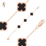 Pure white or black lucky Clover shape Rose Gold paperclip link braclets or chain