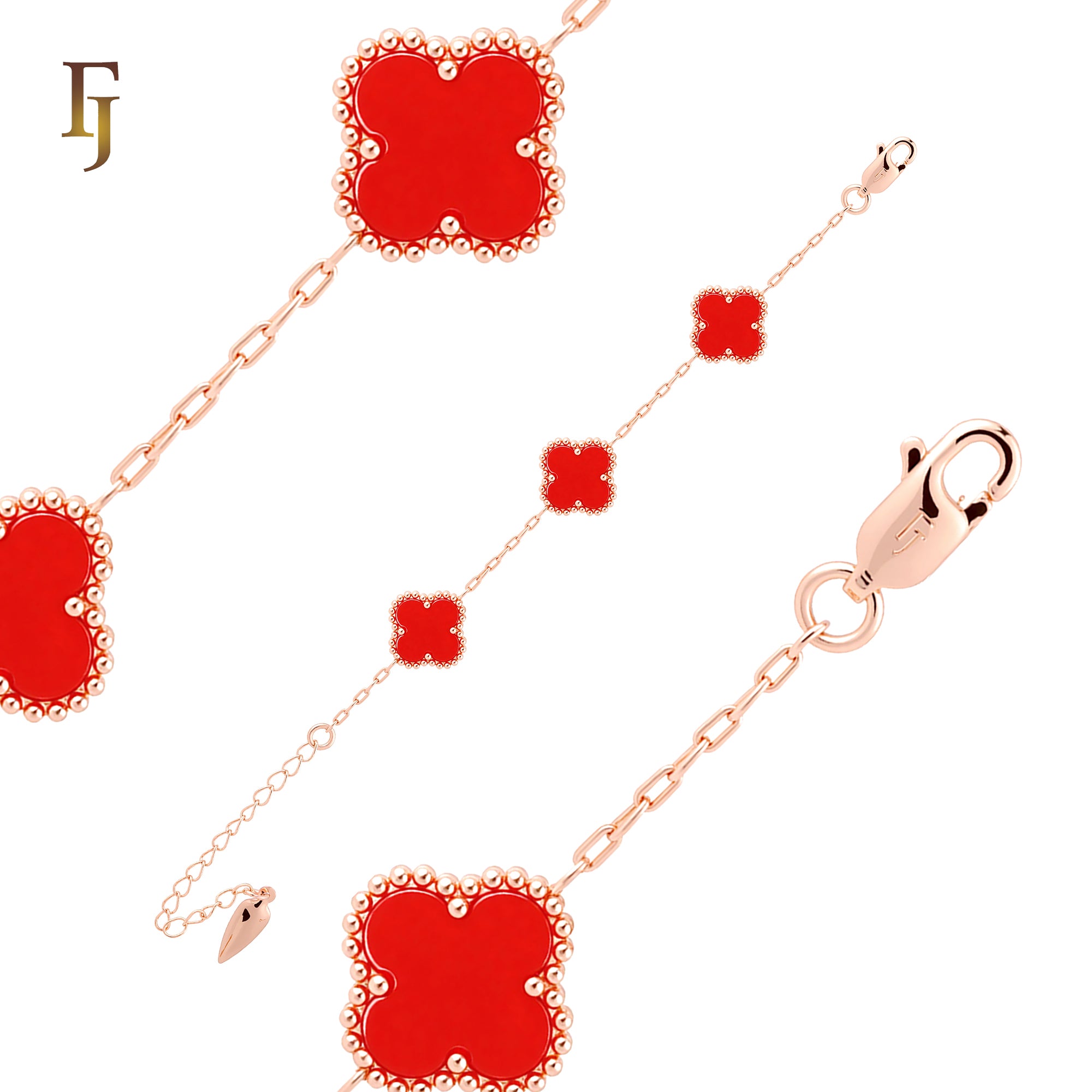 Pure white or black lucky Clover shape Rose Gold paperclip link braclets or chain