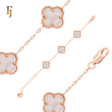 Pure white or black lucky Clover shape Rose Gold paperclip link braclets or chain