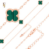 Pure white or black lucky Clover shape Rose Gold paperclip link braclets or chain