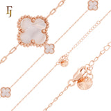Pure white or black lucky Clover shape Rose Gold paperclip link braclets or chain