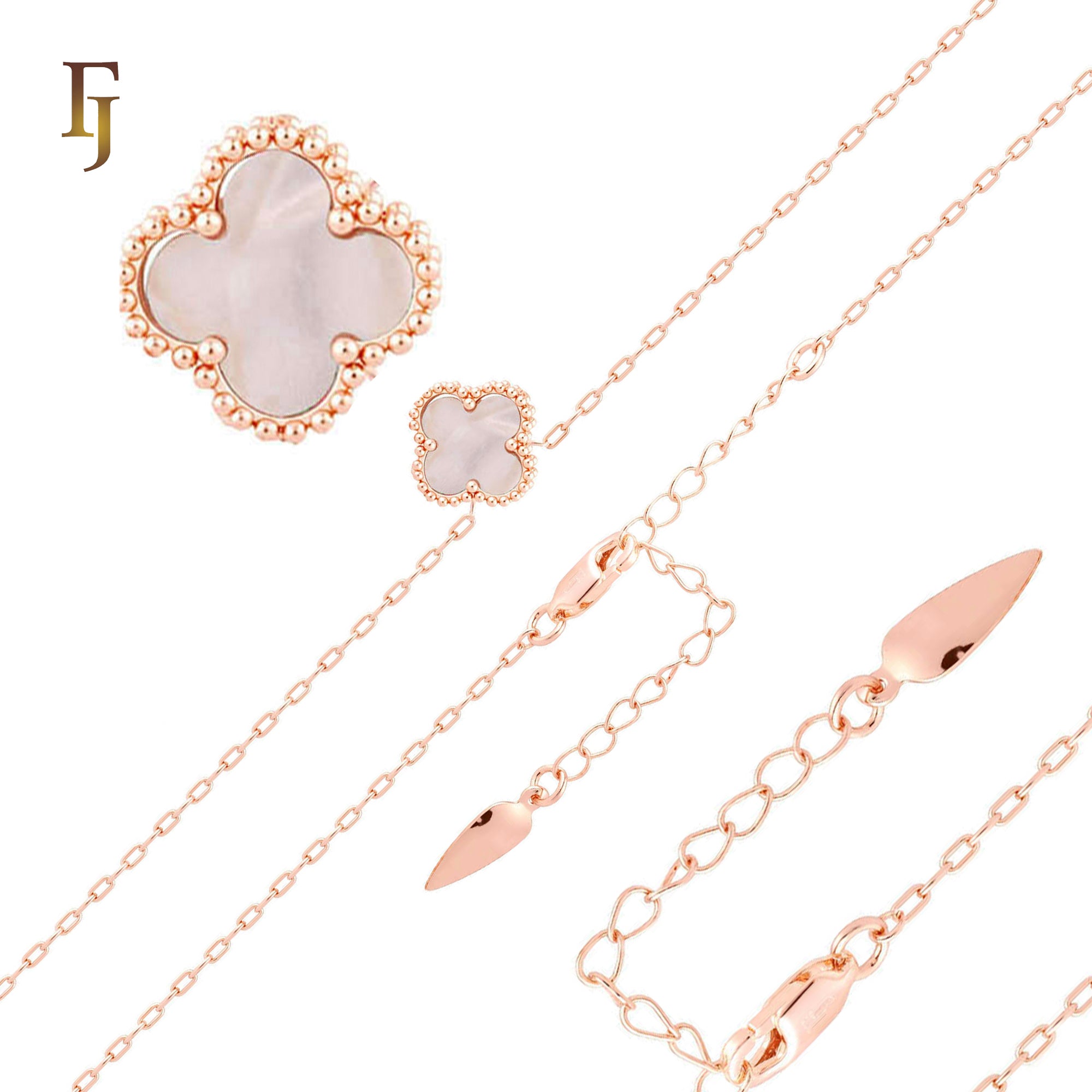 Solo white or black lucky Clover shape Rose Gold paperclip link braclets or chain
