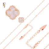 Solo white or black lucky Clover shape Rose Gold paperclip link braclets or chain