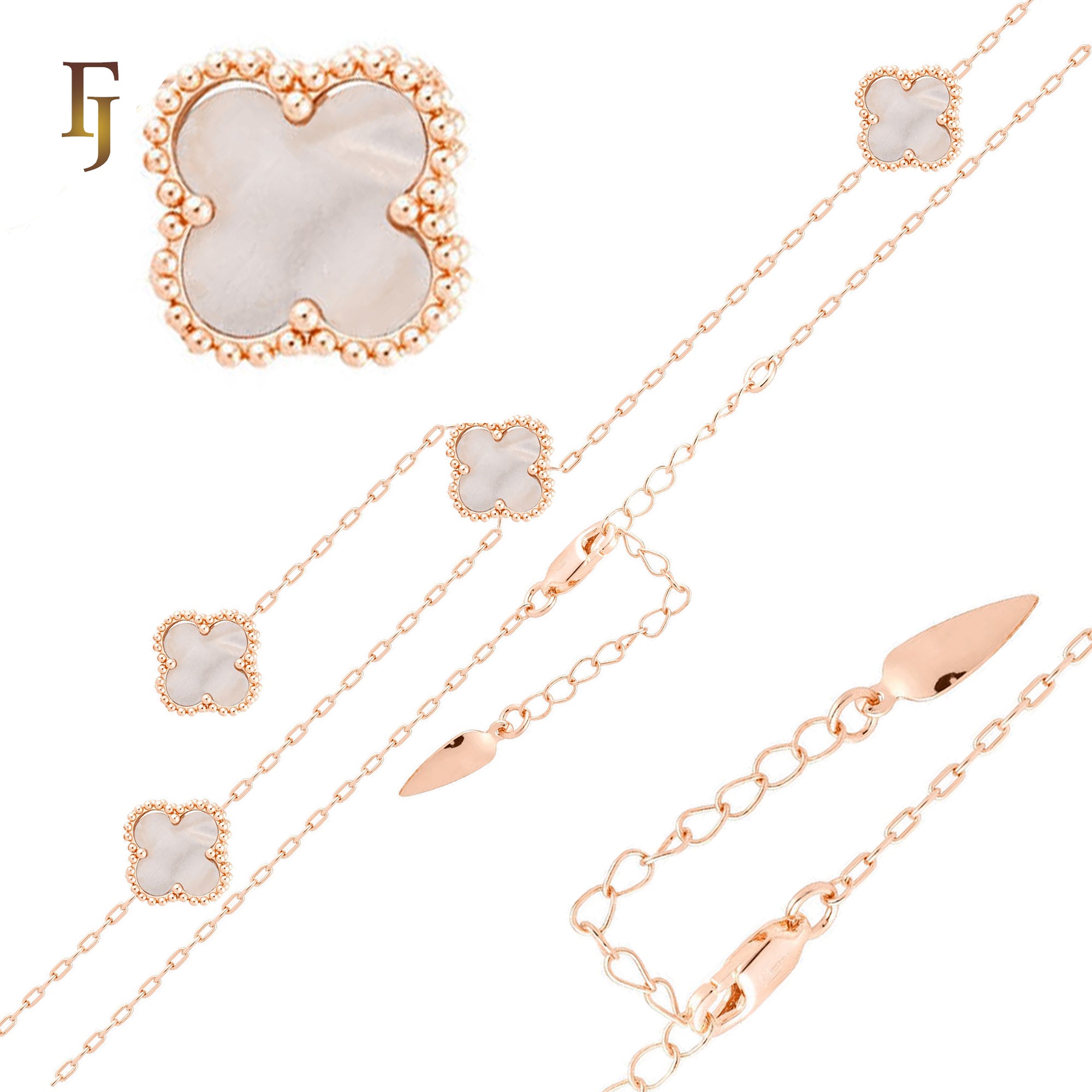 Classic Clover Beaded Four 4 Pieces Necklaces Chain