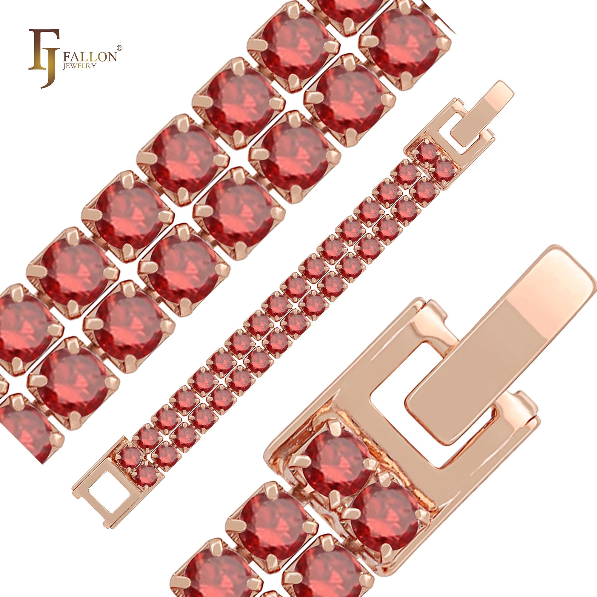 Cluster CZs 14K Gold, Rose Gold Bracelets