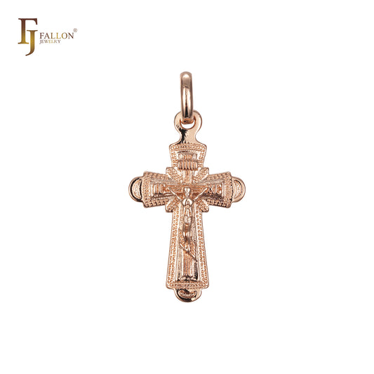 🔥 Orthodox Maltese Cross pendant in Rose Gold, 14K Gold two tone plating colors