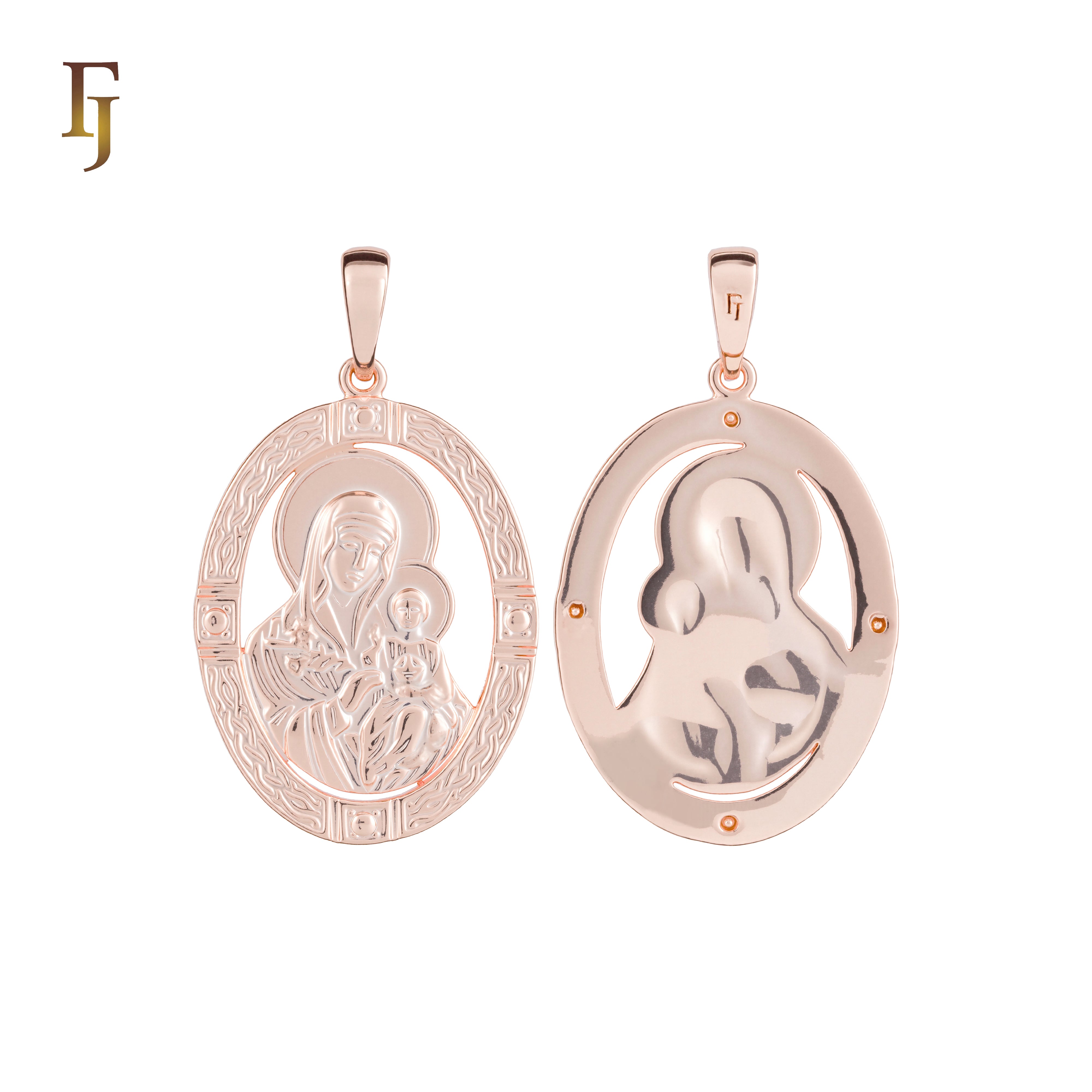 🔥 Double-Sided Orthodox Virgin Mary Pendant in Gold Plated Brass – Iconic Oval Religious Medal
