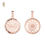 Round Floral Cutout Pendant in Full Rose Gold Tone, Mandala-Inspired Design | FJ Fallon Fashion Jewelry