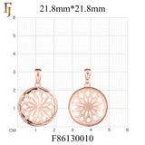 Round Floral Cutout Pendant in Full Rose Gold Tone, Mandala-Inspired Design | FJ Fallon Fashion Jewelry