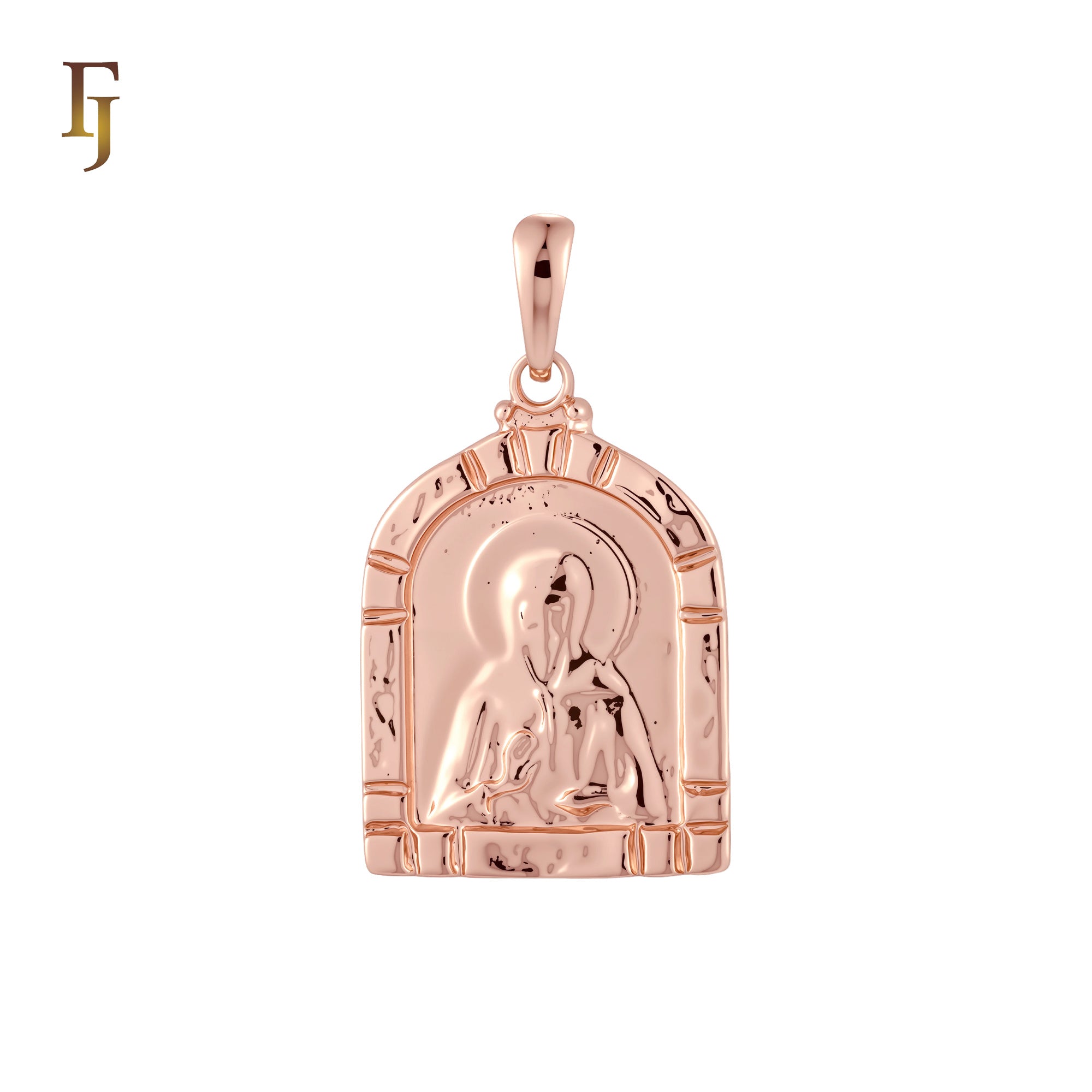 Religious Arched Portrait Russian Orthodox Saint Matrona Rose Gold Religious Pendant