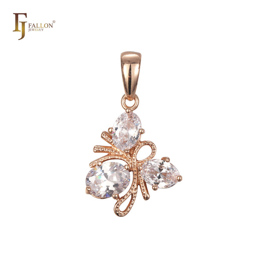 Cluster white CZs Rose Gold Heart Pendant