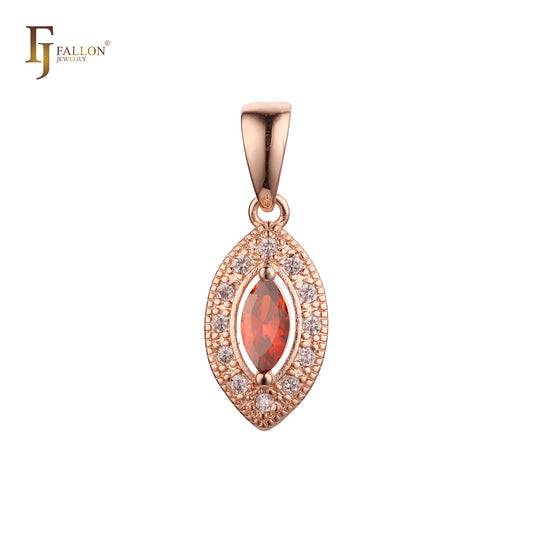 Подвеска Solitaire Marquise halo с CZ, золото 14 карат, розовое золото