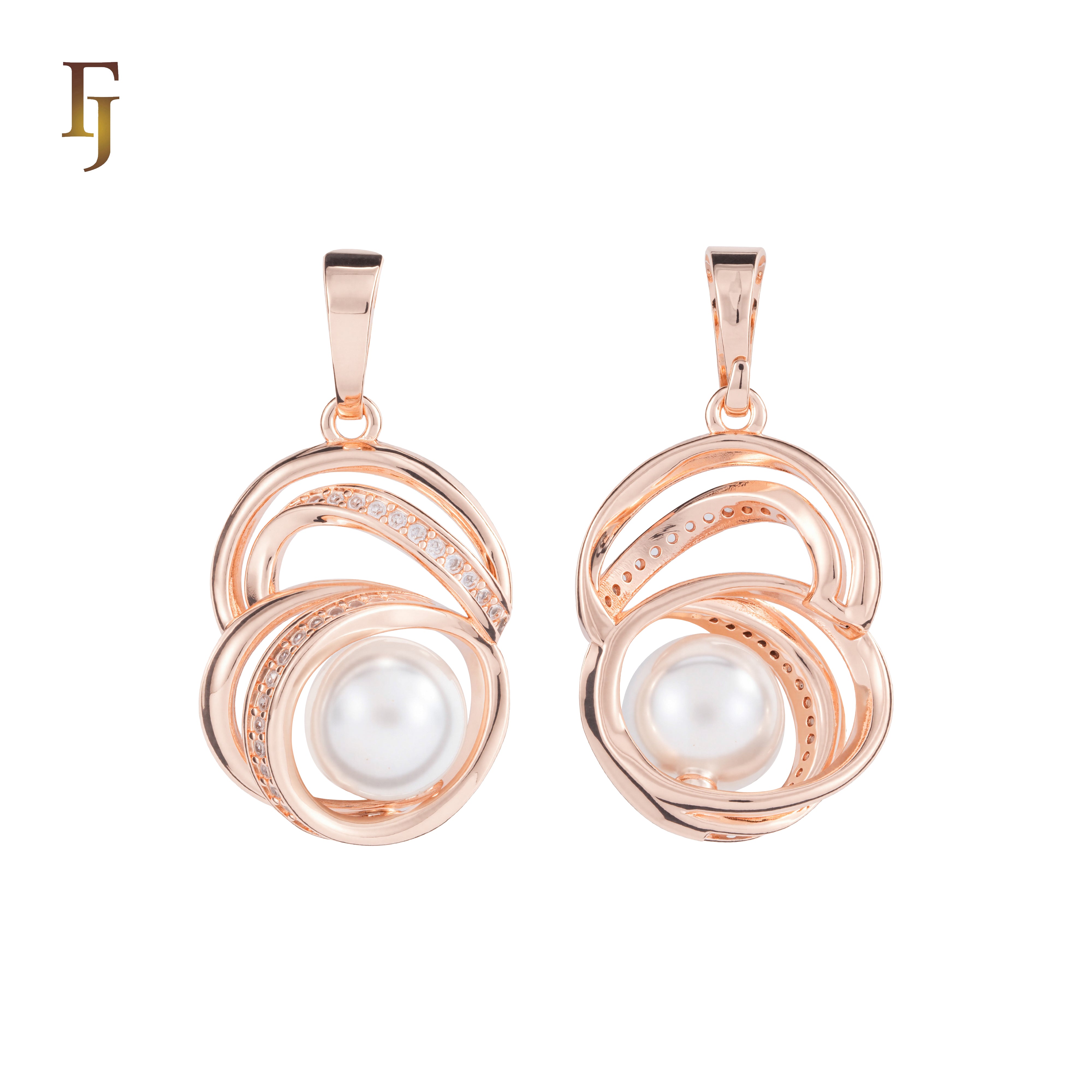 Elegant Pearl Pendant Necklace with Gold Plated Spiral Design and CZ Accents – Classic Women’s Jewelry