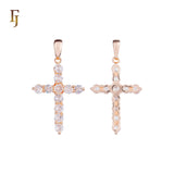 Minimalist Latin Cross Pendant – Gold-Plated Religious Necklace with Sparkling Round CZ Stones