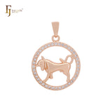 Constellation Zodiac constellation Rose Gold two tone pendant - Paved CZs circle