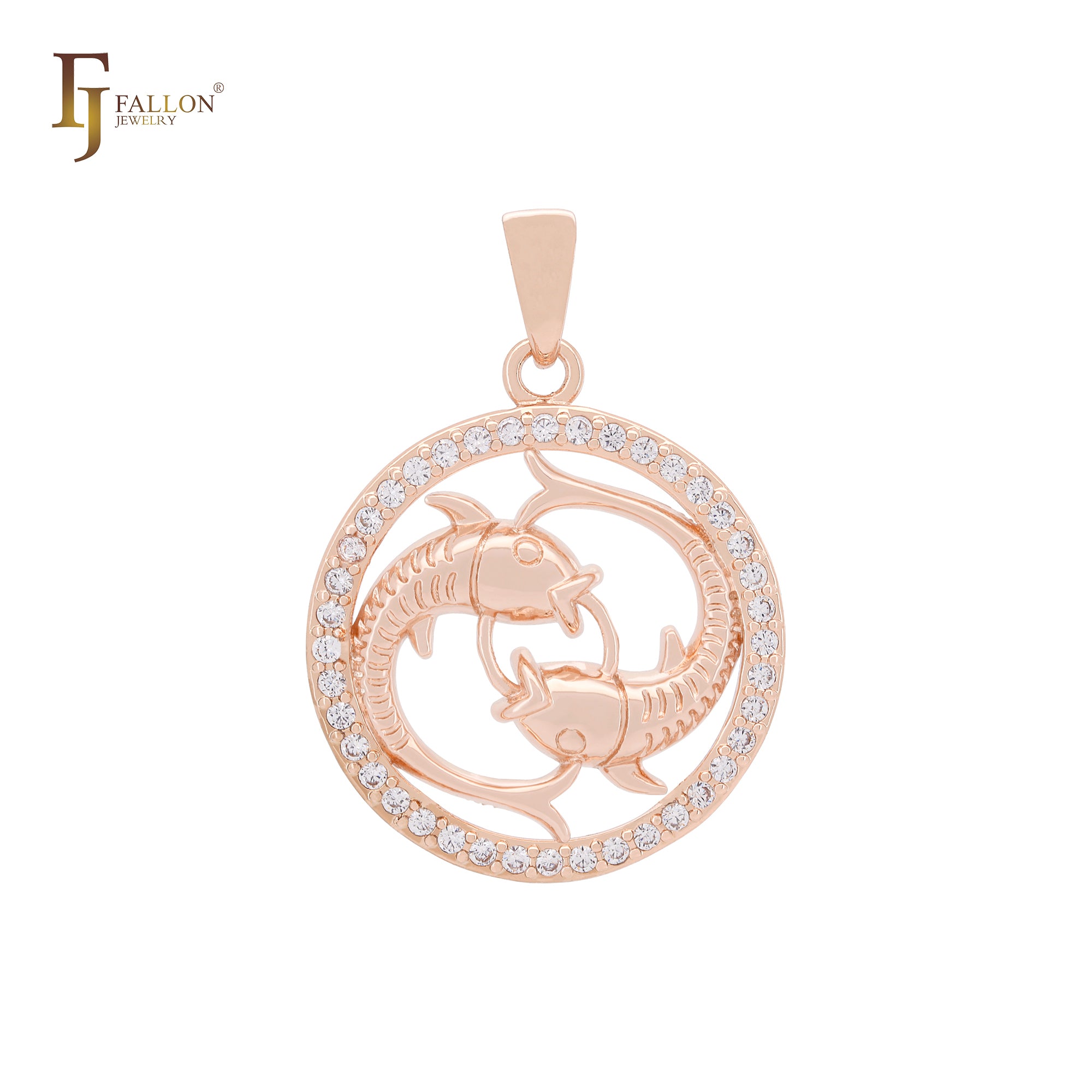 Constellation Zodiac constellation Rose Gold two tone pendant - Paved CZs circle