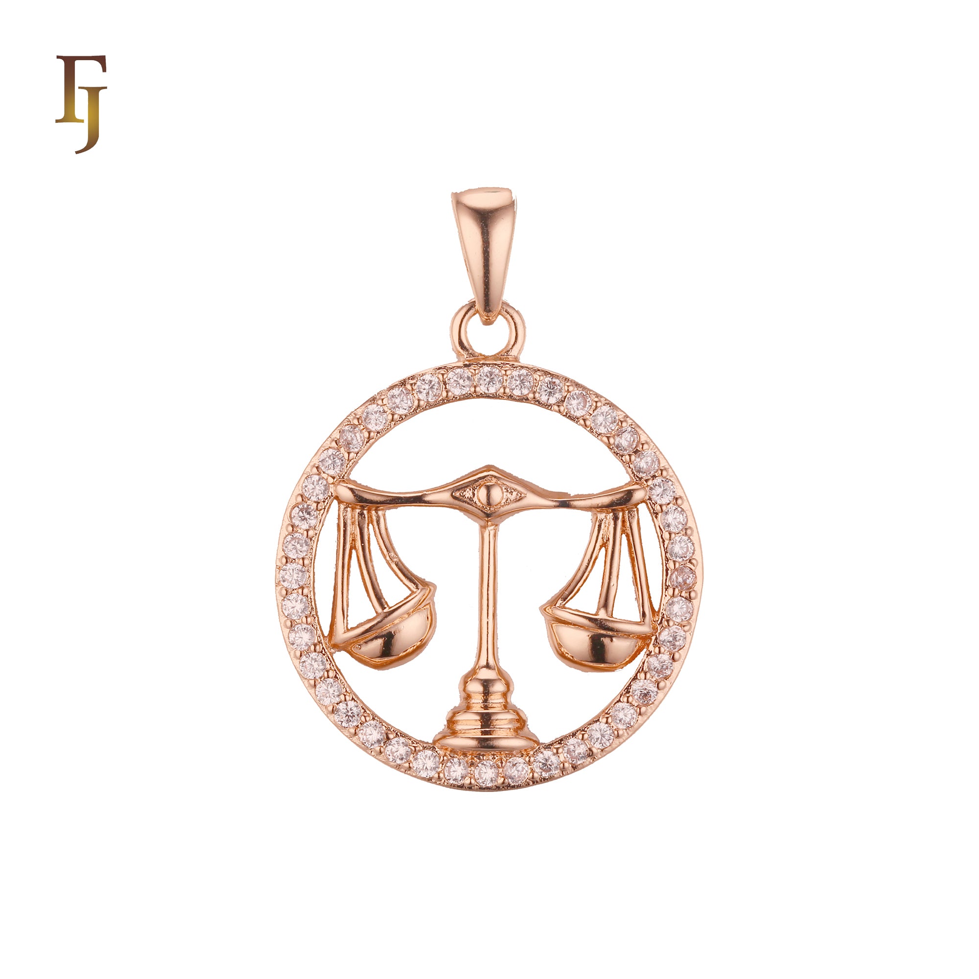 Constellation Zodiac constellation Rose Gold two tone pendant - Paved CZs circle
