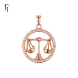 Constellation Zodiac constellation Rose Gold two tone pendant - Paved CZs circle