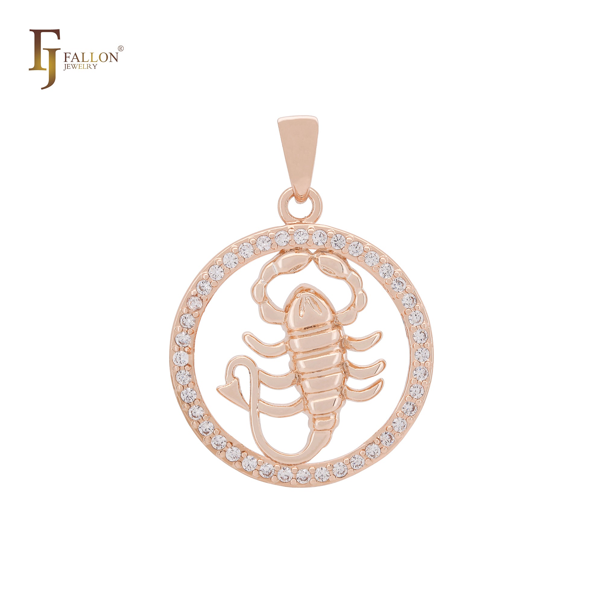 Constellation Zodiac constellation Rose Gold two tone pendant - Paved CZs circle