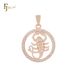 Constellation Zodiac constellation Rose Gold two tone pendant - Paved CZs circle