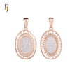Orthodox Christian Oval Virgin Pendant Necklace with Crystal Hearts and Rose Gold Plating