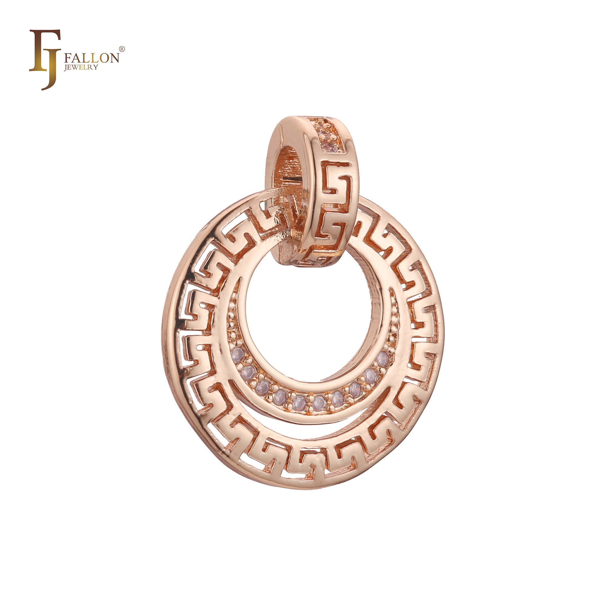 Greek key pendant in Rose Gold, 14K Gold plating colors