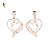 Double Heart Pendant Necklace with Cubic Zirconia in Gold Plating – Romantic Jewelry Gift for Her