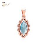 Solitär-Anhänger im Marquise-Stil aus Rot- oder Blau-CZ-Roségold