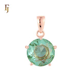 Five claws Solitaire big lake blue or red CZ Rose Gold Pendant