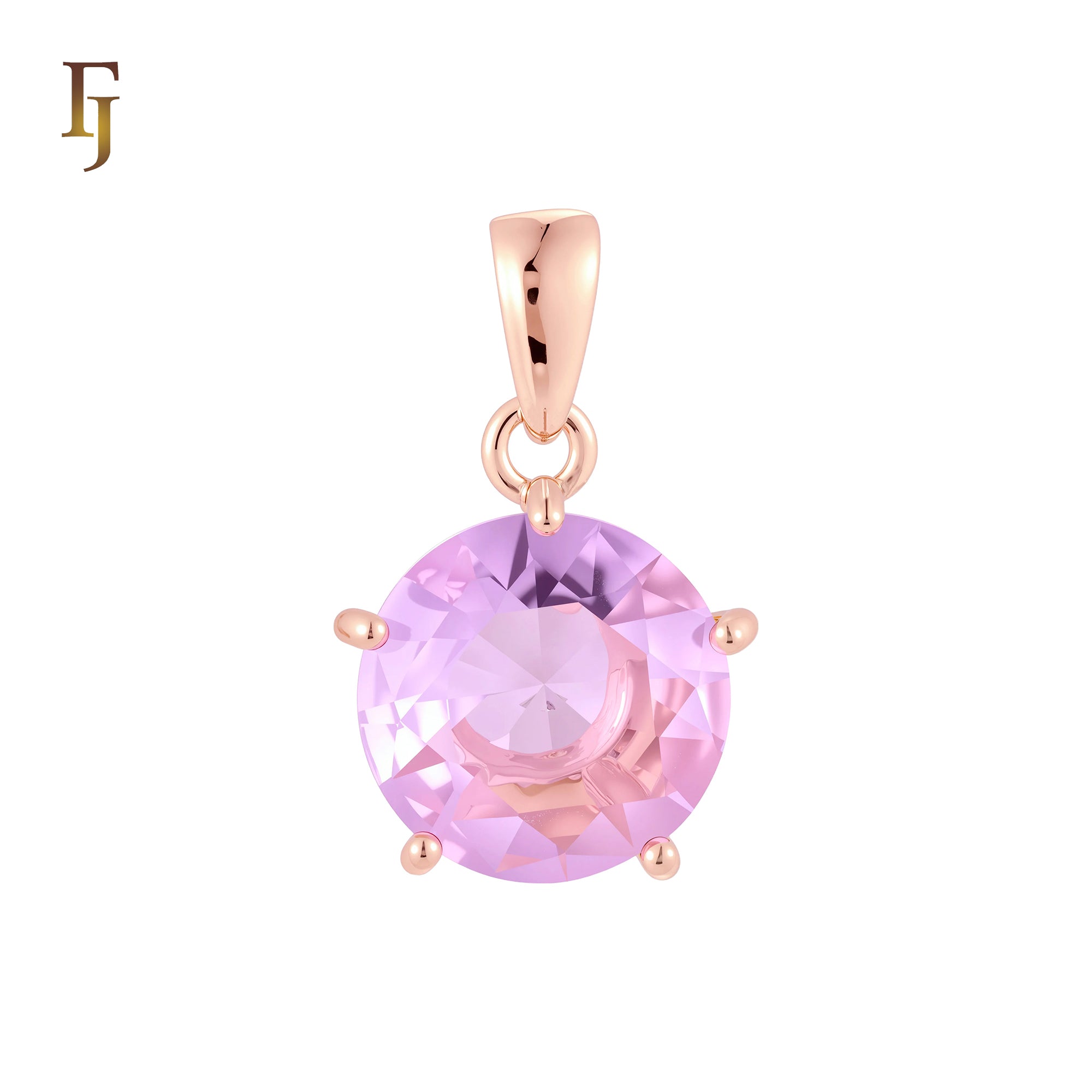 Five claws Solitaire big lake blue or red CZ Rose Gold Pendant